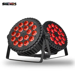 SHEHDS-Luz LED plana de aleación de aluminio para escenario, proyector RGBWA + UV de 18x18W, 2/4 piezas, DMX 512, para DJ, fiestas, discotecas, clubs nocturnos y bares