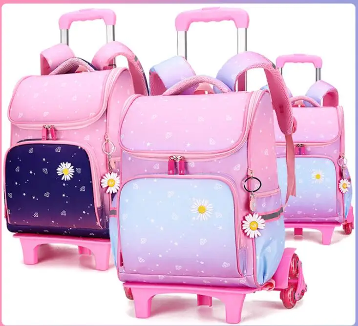 

School trolley bags for girls kids School Rolling backpack Bag Children school wheeled backpack school Student trolley backpack