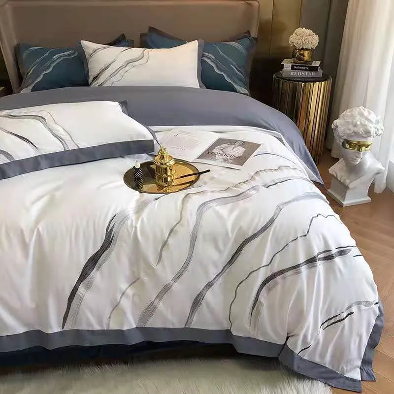 HD printed Premium Egyptian Cotton Jacquard Duvet Cover set Luxury Extra Queen King 4Pcs Bedding set Comforter Cover Bed sheet