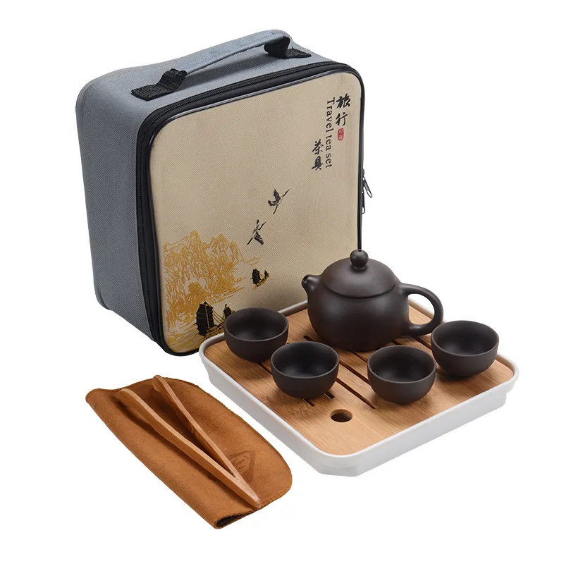 Chinese Kung Fu Tea Set Portable Teaware Set Ceramic Teapot Teaset Gaiwan Tea Cups Of Tea Ceremony Tea Pot Purple Gaiwan Gifts