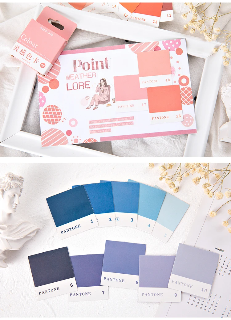 45pcs Pantone Stickers Set 44mm Mini Color Card Sticker Label Tag Decoration Seal Journal Diary Book School Student Gift A6398