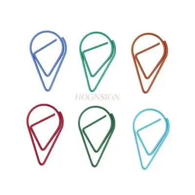 10pcs Simple Paper Water Drop Shape Water Drop Paper Clip Bookmark Cute Colorful Paper Clip Cartoon Hand Account Pin