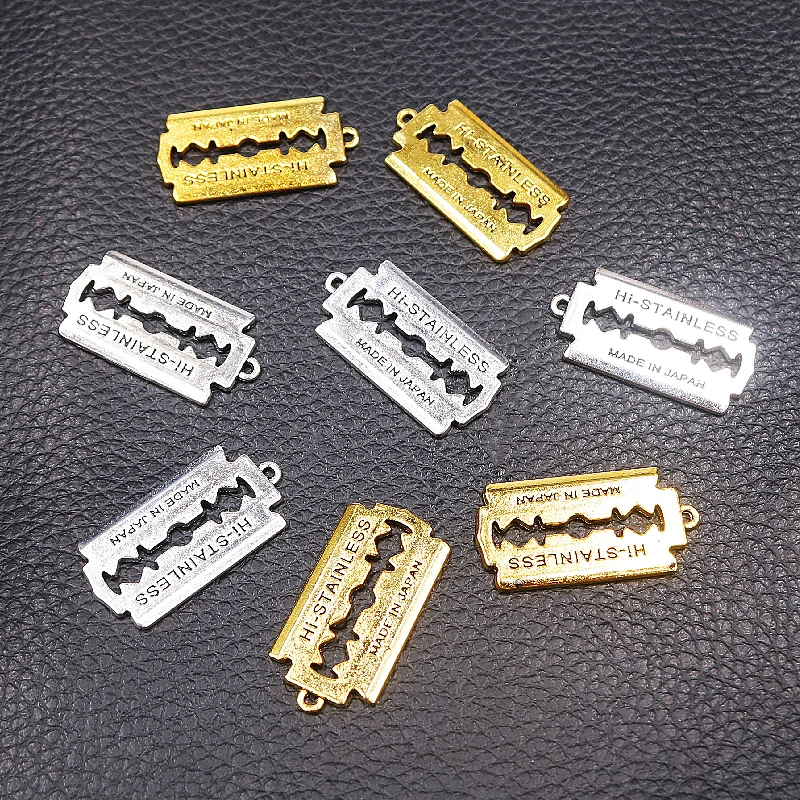 10pcs Mix Color Hip Hop Style Razor Blade Alloy Connector Punk Necklace Bracelet Accessories DIY Charm For Jewelry Crafts Making