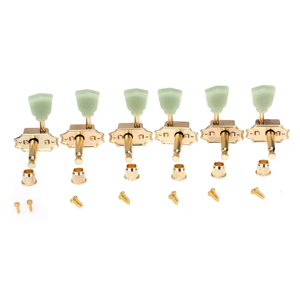 Wilkinson 3R3L Deluxe Vintage Keystone Guitar Tuners Machine Heads Tuning Pegs Keys Set for Gibson or Epiphone Les Paul, Gold