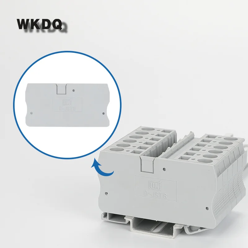 D-ST6 1Pc End Cover D-ST 6 For ST 6 Din Rail Terminal Blocks Accessories L70/H36.6/W2.2mm Connector End Plate