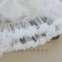 1Meter Red Pink Yellow DIY Clothing Accessories 15cm Folded Chiffon Yarn pleated Lace Mesh Lace Trim Gauze Ruffles Accessories