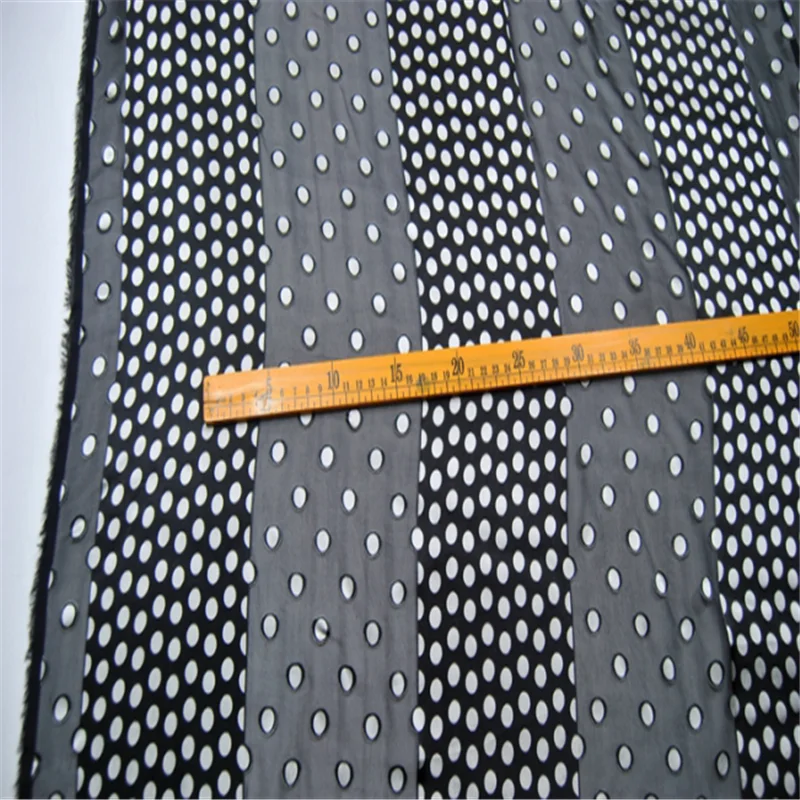 Silk Opal Fabric Burn Out 17m/m 54inches Sexy Polka Dots Patterns Jacquard Stripe Textile for Dress