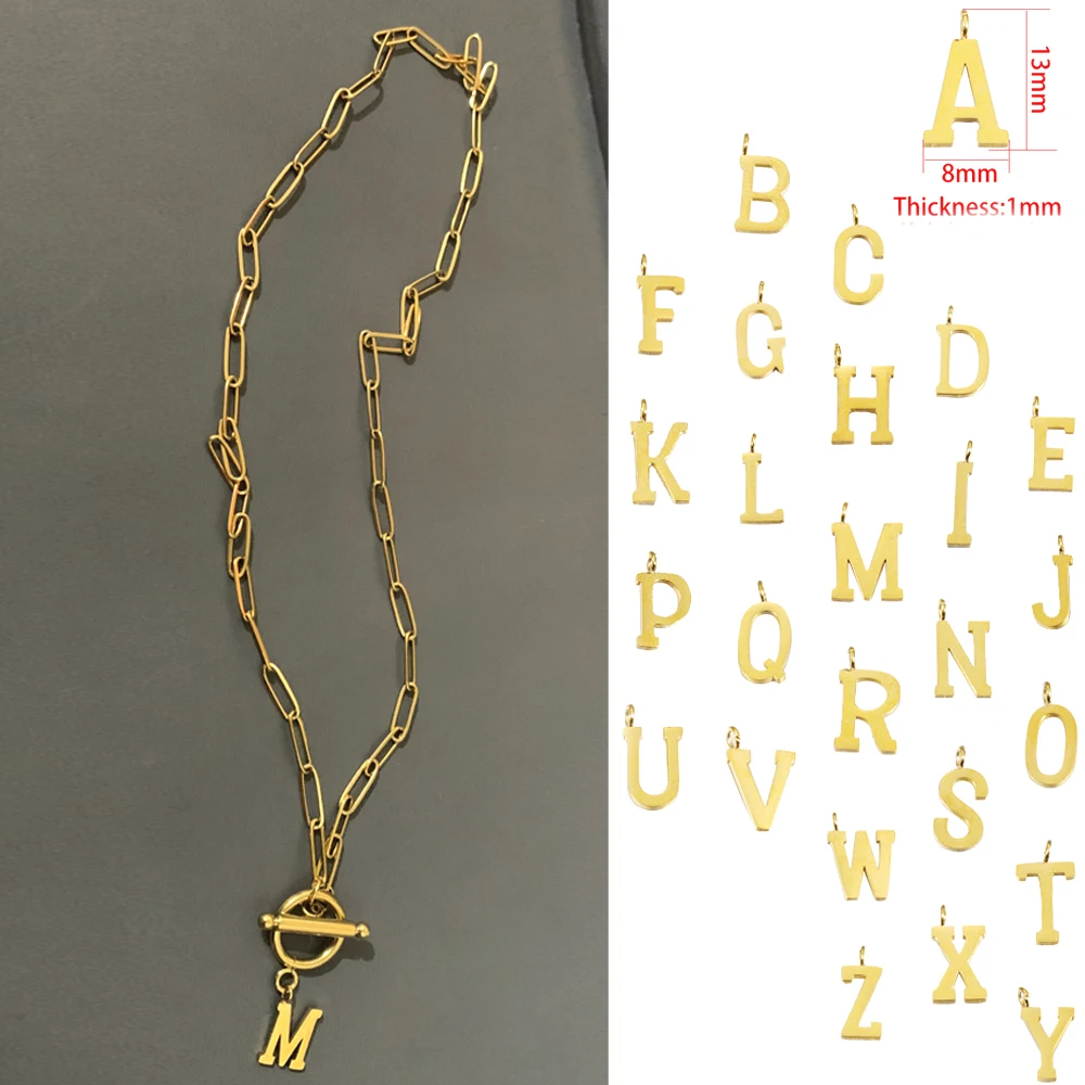 Vintage A-Z Initial Capital Letter Name Pendant OT Buckle Necklace Woman Man Trendy Steel Alphabet Charm Chain Clavicle Choker