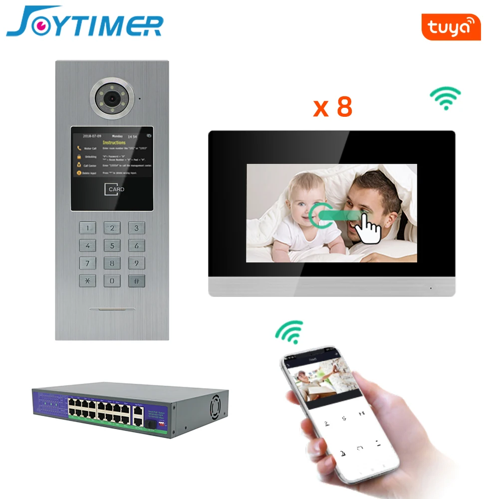 

Joytimer IP Video Intercom Tuya smart WIFI Video Door Phone System Touch Screen Password/IC Card Unlock For large Buildings