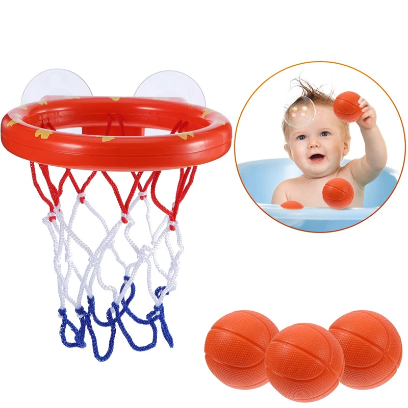 New Toddler Bath Toys Kids Shooting Basket Bathtub Water Play Set for Baby Girl Boy with 3 Mini Plastic Basketballs Funny Shower