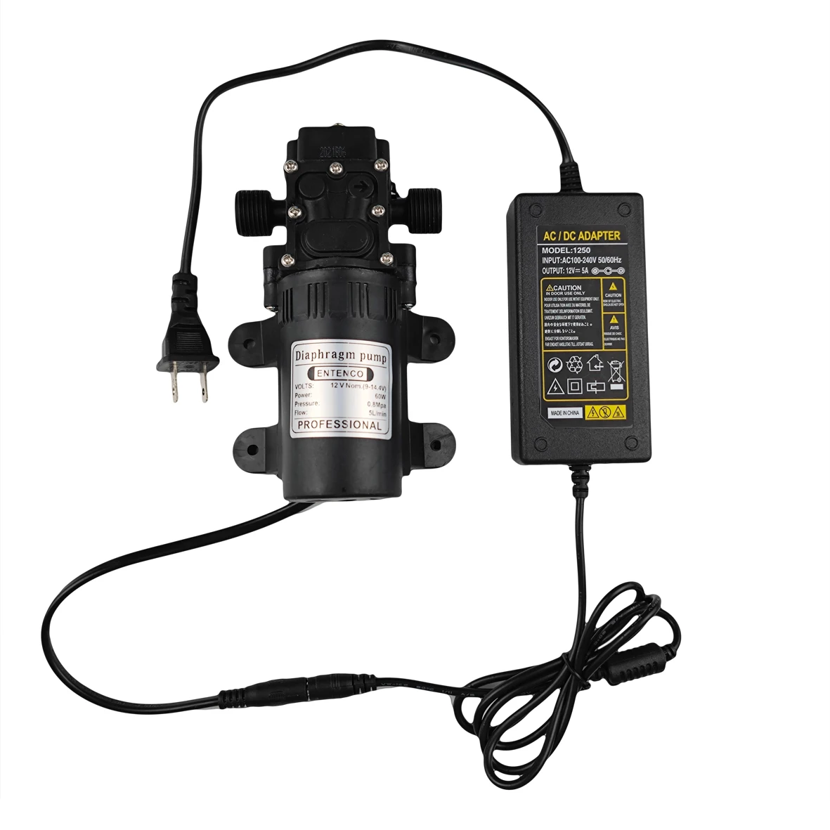 Water Pump 60W Micro Electric DiaphragmPump 12V DC Car Washing Spray Pump 0.8Mpa 5L/min Self Priming Pump