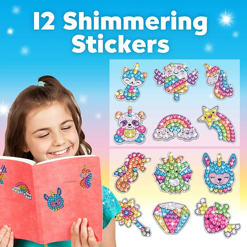 Kids Big Gem Diamond Painting Kit Create 12 Stickers DIY Arts Crafts Girls Boys Magical 5D Diamond Painting by Numbers Toys Gift