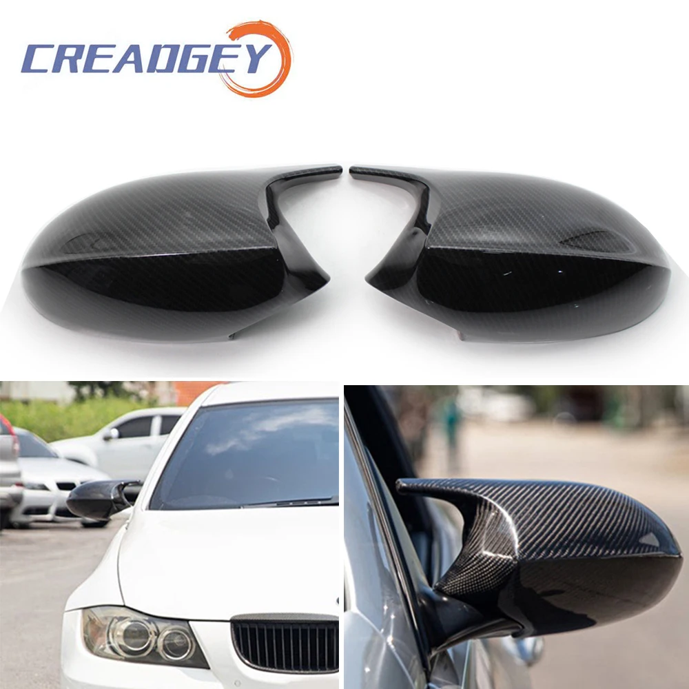 

Rear View Mirror Covers Caps For BMW 1 3 Series E81 E82 E87 E88 E90 E91 E92 E93 Carbon Fiber Gloss Black Rearview Mirror Cover