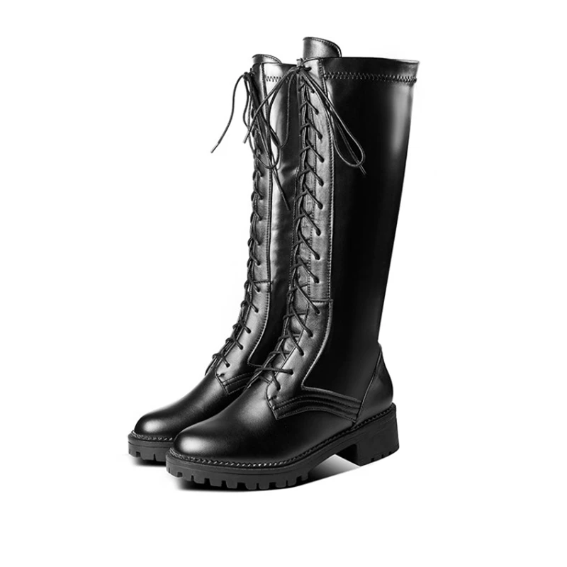 Plus rozmiar 33-52 2020 nowe seksowne panie zasznurować buty do kolan Platfrom długie buty damskie buty zakolanówki zapatos de mujer