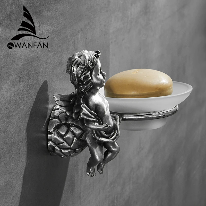 Shower Wall Silver Soap Dish Holder Wall Mounted Angel Style Soap Saver for Bathroom Tile Classic Soap Tray MB-0785B