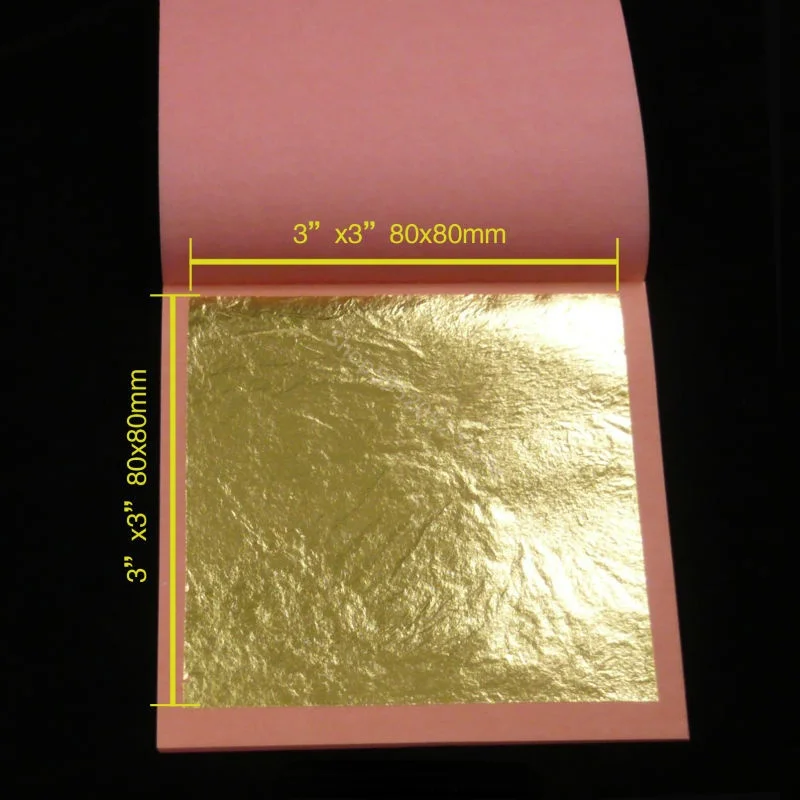 

high quality 30 pieces per booklet 8x8cm genuine 24K gold leaf Pure Gold Foil wrapping paper tissue paper wrapping craft