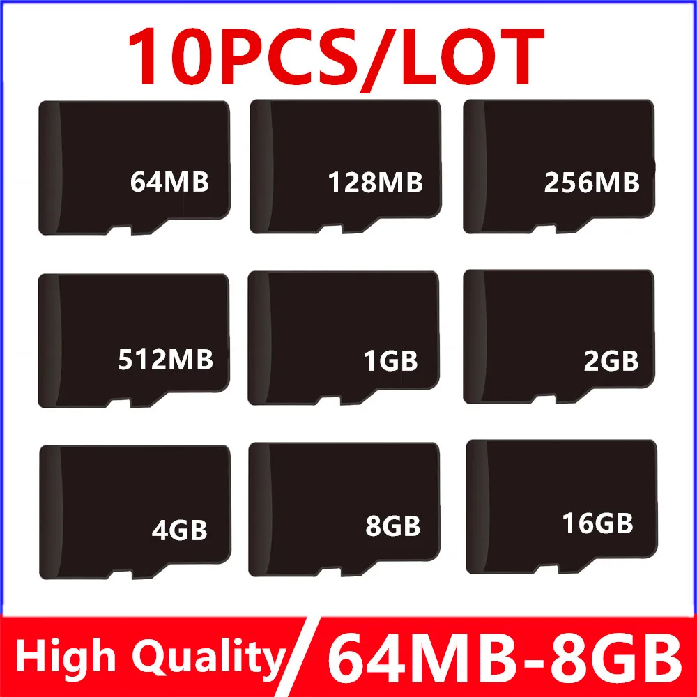 Promotion!!! 10pcs/lot 64mb 128mb 256mb 512mb 1GB 2GB 4GB 8GB TF Card CellPhone Memory Card Transflash Card Micro Card