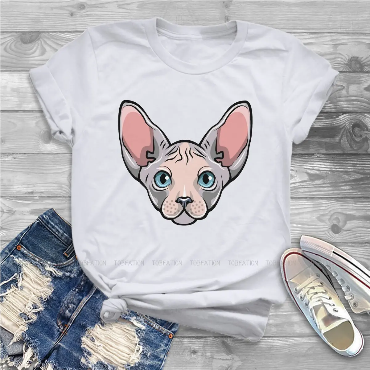 Cool Sweet Girls Women T-Shirt Canadian Sphynx Cat Blusas Harajuku Casual Short Sleeve Vintage Oversized Tops