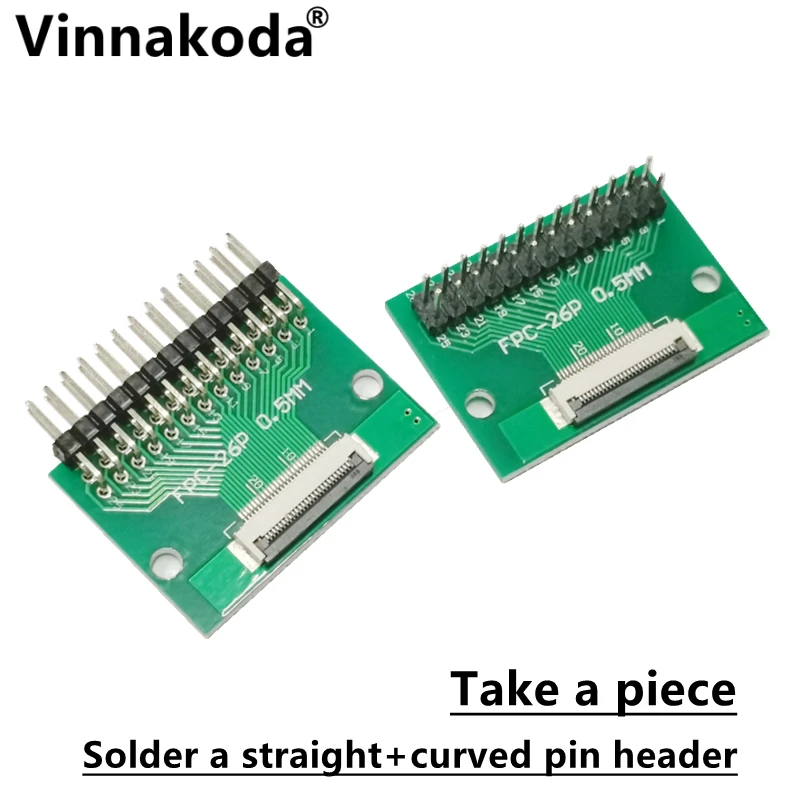 2PCS FFC/FPC adapter board 0.5MM-26P to 2.54MM welded 0.5MM-26P flip-top connector  Welded straight and bent pin headers