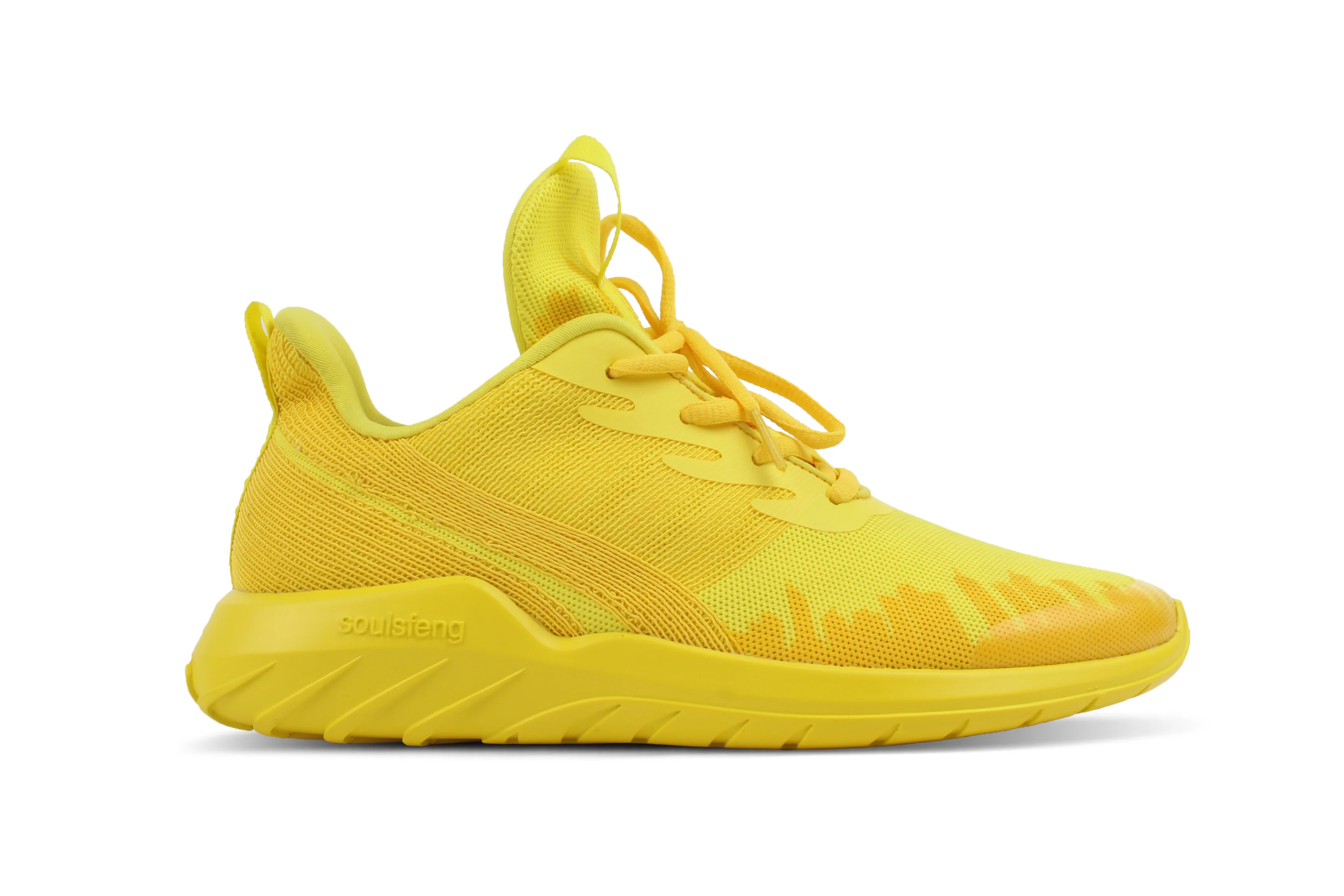 Soulsfeng Spring  Summer Yellow Knitted Sneakers Shock-absorbing Non-slip Running Shoes Men's Lightweight Fashion Outdoor Shoes