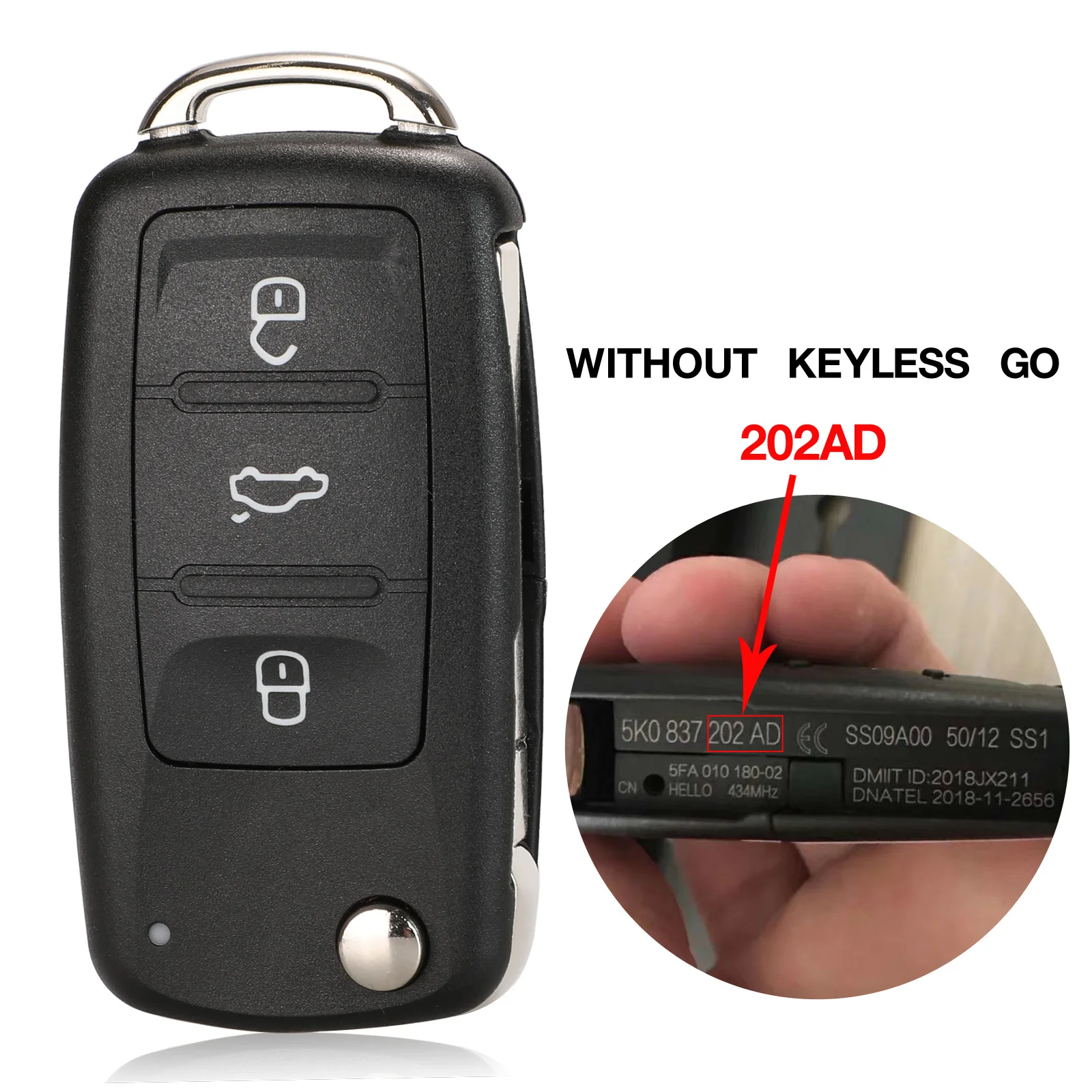 Kutery Keyless go 5K0837202AJ 3 przyciski zdalnego kluczem do VW Caddy Eos Golf Jetta Beetle Polo Tiguan Touran 5K0837202AD/