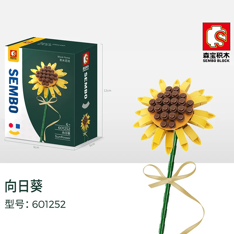 Chrysanthemum Gardens Flowers Bouquet Romantic Building Blocks Classic Model Bricks Kids Sets Kit