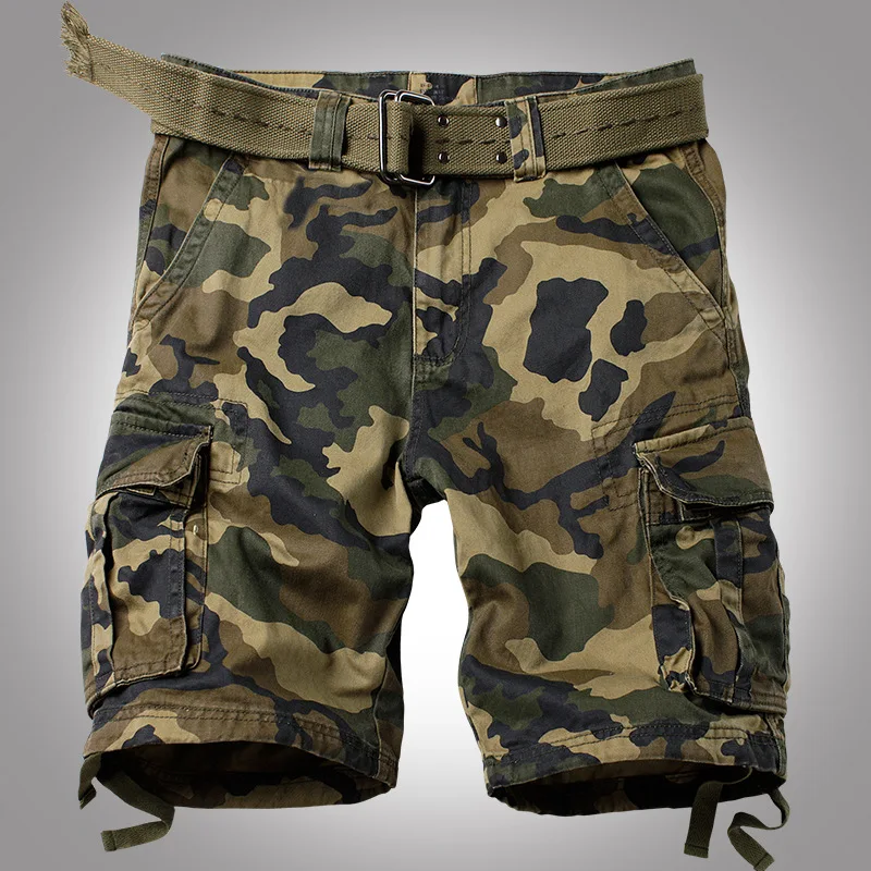 Men\'s Camouflage Camo Cargo Shorts 2020 Male Casual Multi-pocket Military Overalls Cotton Loose Beach Shorts Pants Mens Clothing