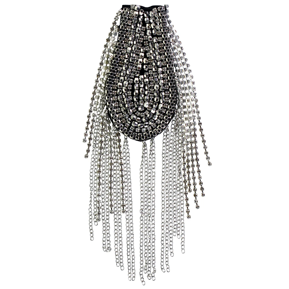 Beading Crystal Epaulette Punk Epaulet Shoulder Handmade Clothing Accessories Suit Decoration Fringed Shoulder Stamp TH2223