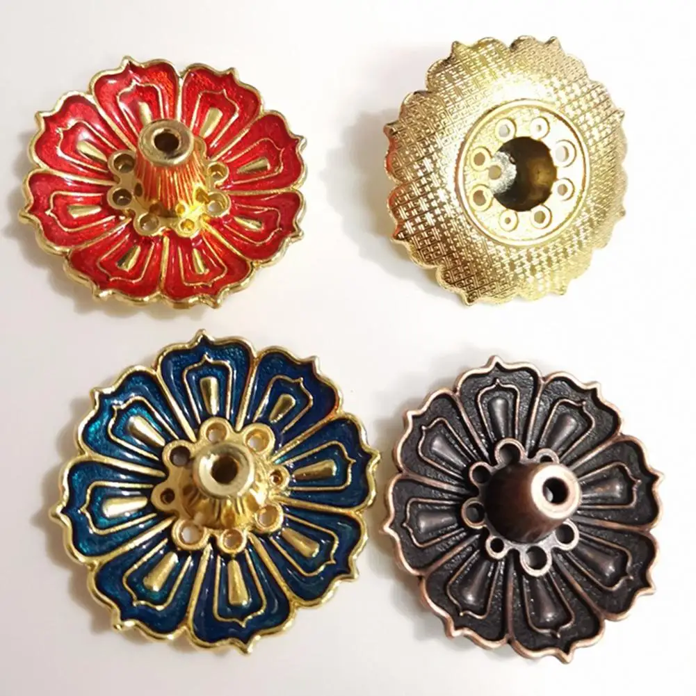 

9-Hole Copper Portable Incense Holder Mini Lotus Flower Incense Sticks Burner Cones Censer Teahouse Home Decoration accessories