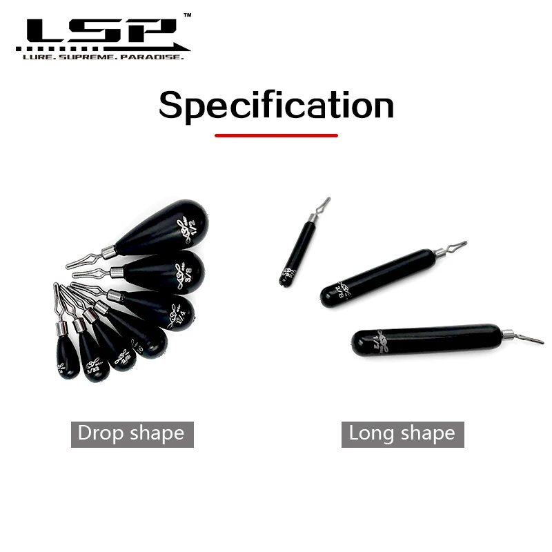 LSP Rig Tungsten Sinker Columnar Accessory Lure Fishing Sinkers Drop Fishing Accessories Black Fishing Weight Tungsten Drop Shot