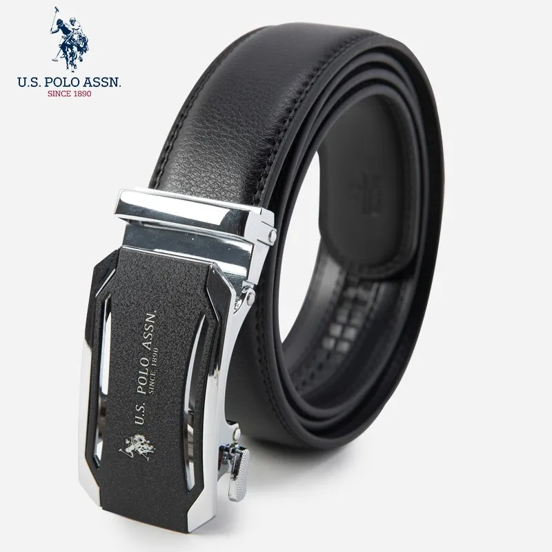 Us Polo Assn Men's Cowhide Belt Business Casual Formal Wear Fashion Youth Wild Tide Brand New Gold And Silver Color Belt