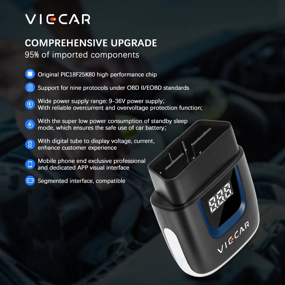 Viecar ELM327 OBD2 OBD 2 WIFI Auto Scanner Bluetooth-Compatible 4.0 for Android/iOS ODB2 Car Diagnostic Tool PK ELM 327 V 1 5