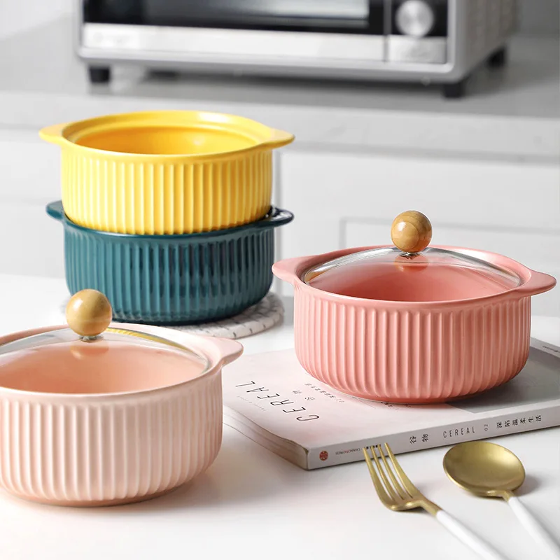 

Ceramic soup bowl with lid, large household salad bowl, instant noodle bowl in student dormitory and single soup basin.