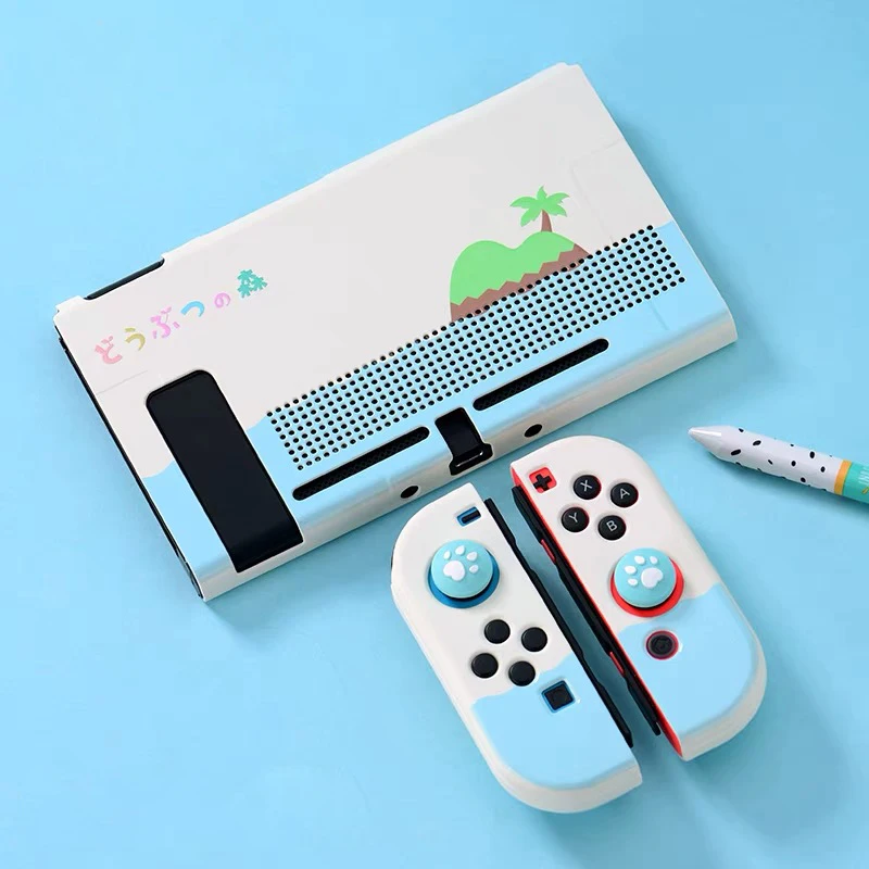 Защитный чехол NS Switch черного и белого цвета из бычьей кожи, мягкий чехол из ТПУ с защитой от падения, чехол для геймпада Joy-con, чехол для Nintendo ...