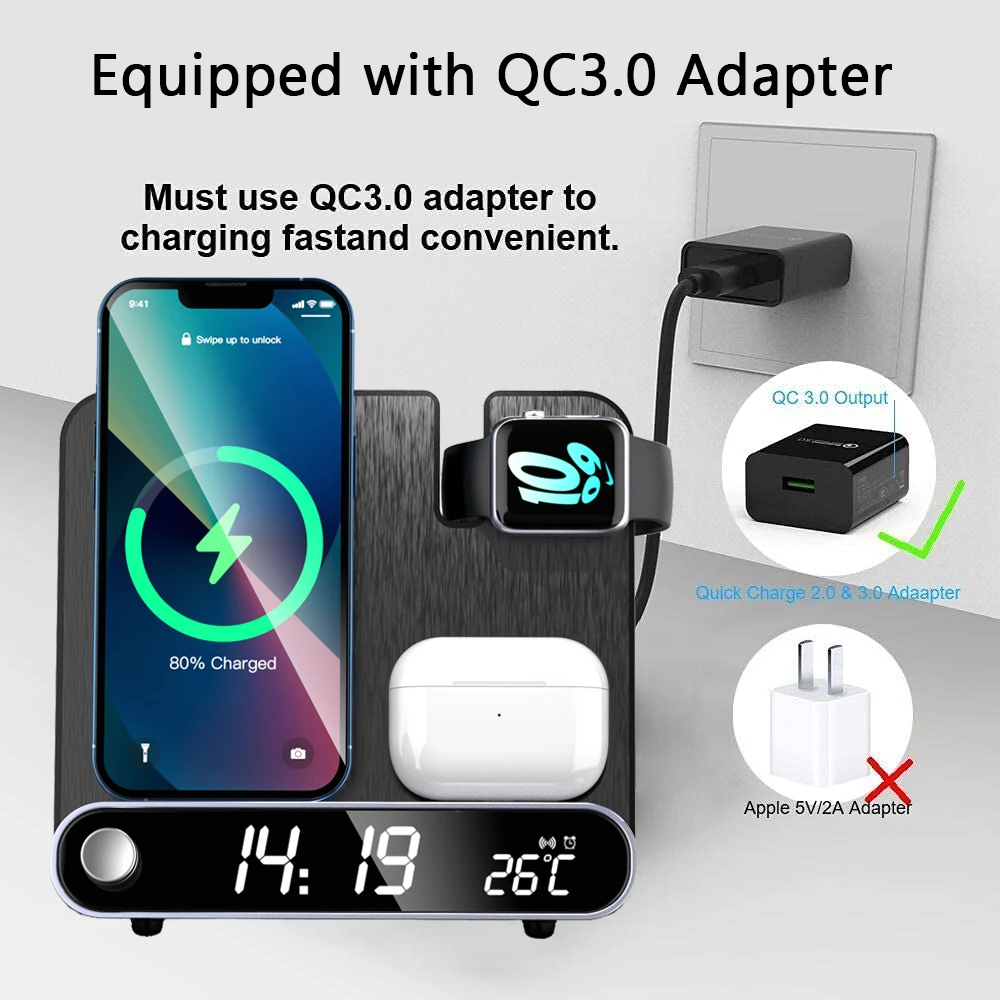 3 in 1 Wireless Charger for iPhone 14 13 12 11 Mini Pro Max iWatch AirPods Qi Fast Charging Dock Station Wireless Chargers Stand