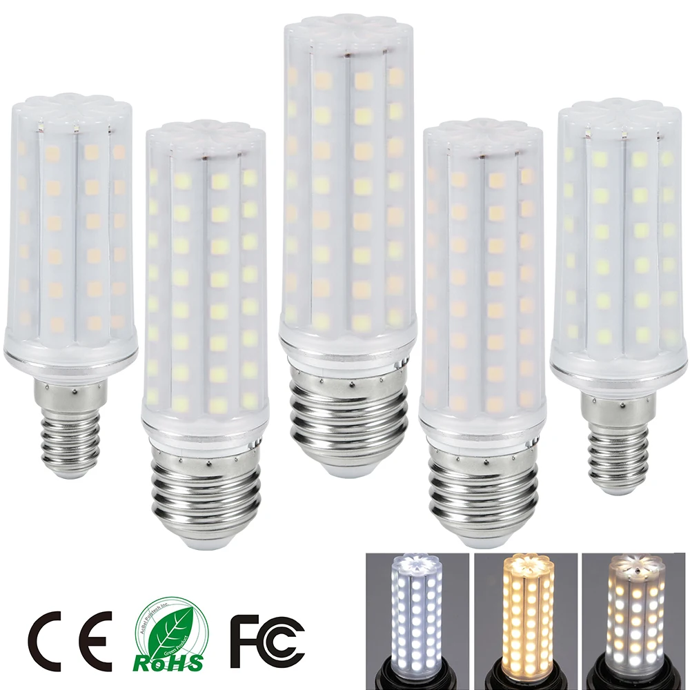 E14 E27 LED Light Corn Bulb 60 80 LED  SMD2835 Candle Bulb Home Indoor Lighting 7W 9W Three color Bulb Chandelier Lamp lampara