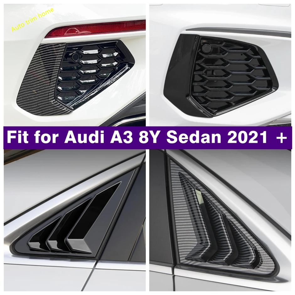 

Rear Window Louver Shutter Tail Bumper Fog Light Lamp Eyelid Decoral Cover Trim For Audi A3 8Y Sedan 2021 2022 Car Accessories