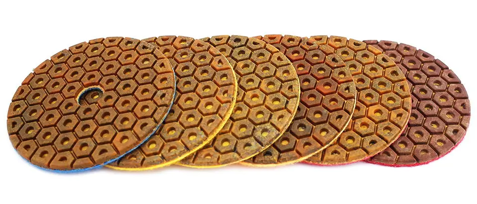 RIJILEI 4 Inch Super Steenpolijstpads 6 Stappen Hybride Extra Hard Materiaal Natte Polijstpad voor Graniet Marmer Slijpschijven