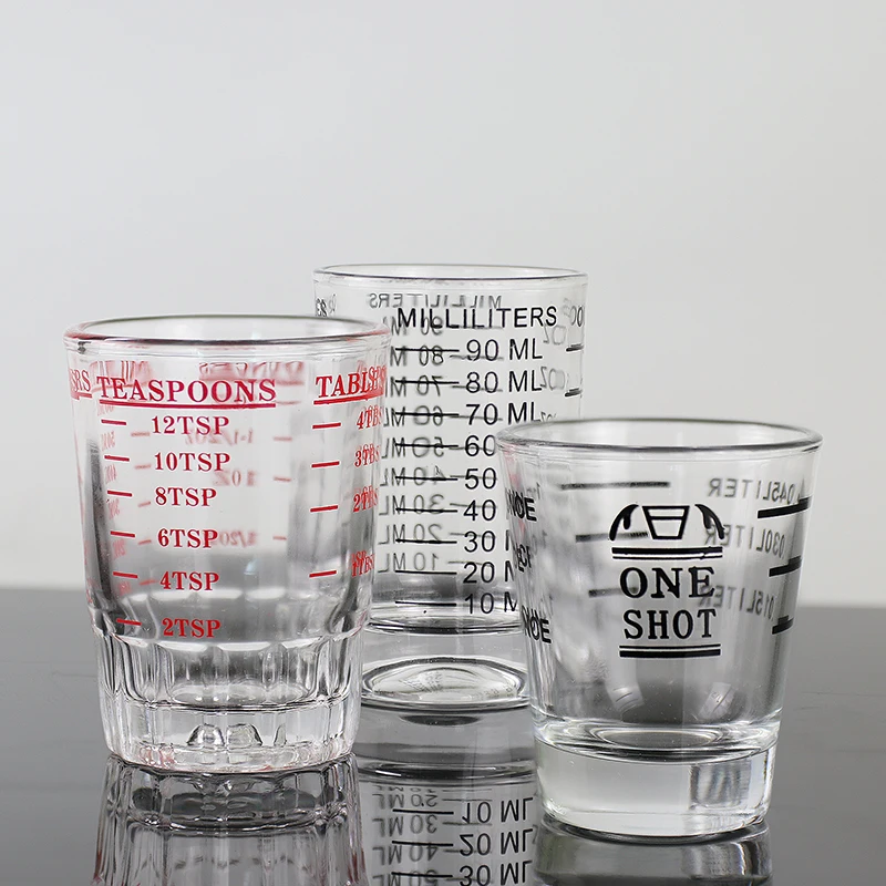 30ML/60ML/90ML Glass Measuring Cup Scale Supplies Espresso Shot Glass Liquid Glass Ounce Cup Kitchen Measure Coffee Tool Barista view 5