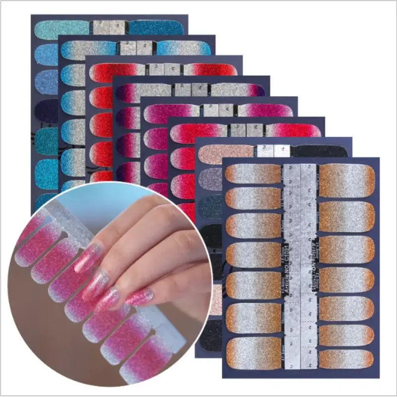 Glitter Series Nail Art Transfer Decals Sticker Cocktail Collection Manicure DIY Nail Art Polish Strips Wraps For Party T0374