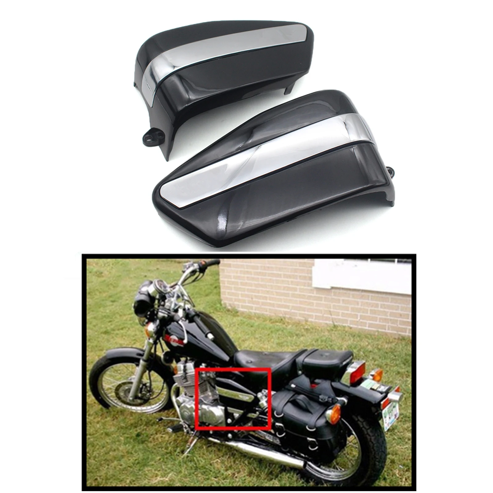 2Pcs Left & Right Motorcycle Battery Covers Two Sides Fairing Replacement Fit for Honda Rebel CMX250 CA250 1995-2002 2003-2005