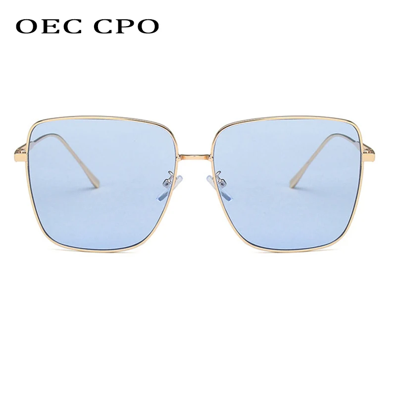 OEC CPO New Fashion Sunglasses Women Square Glasses Alloy Frames Retro Shades crystal Green Sun Glasses Ladies Female Oculos