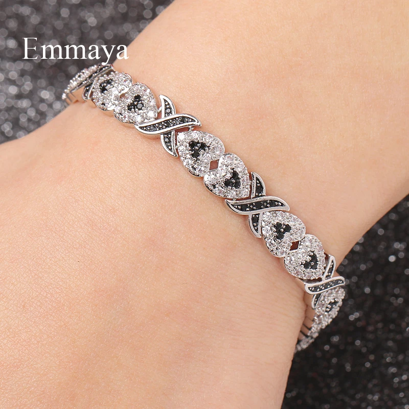 EMMAYA Noble Heart-Shape Design Zirconia Bracelet With Charming Black Zirconia For Female Elegant Ornament