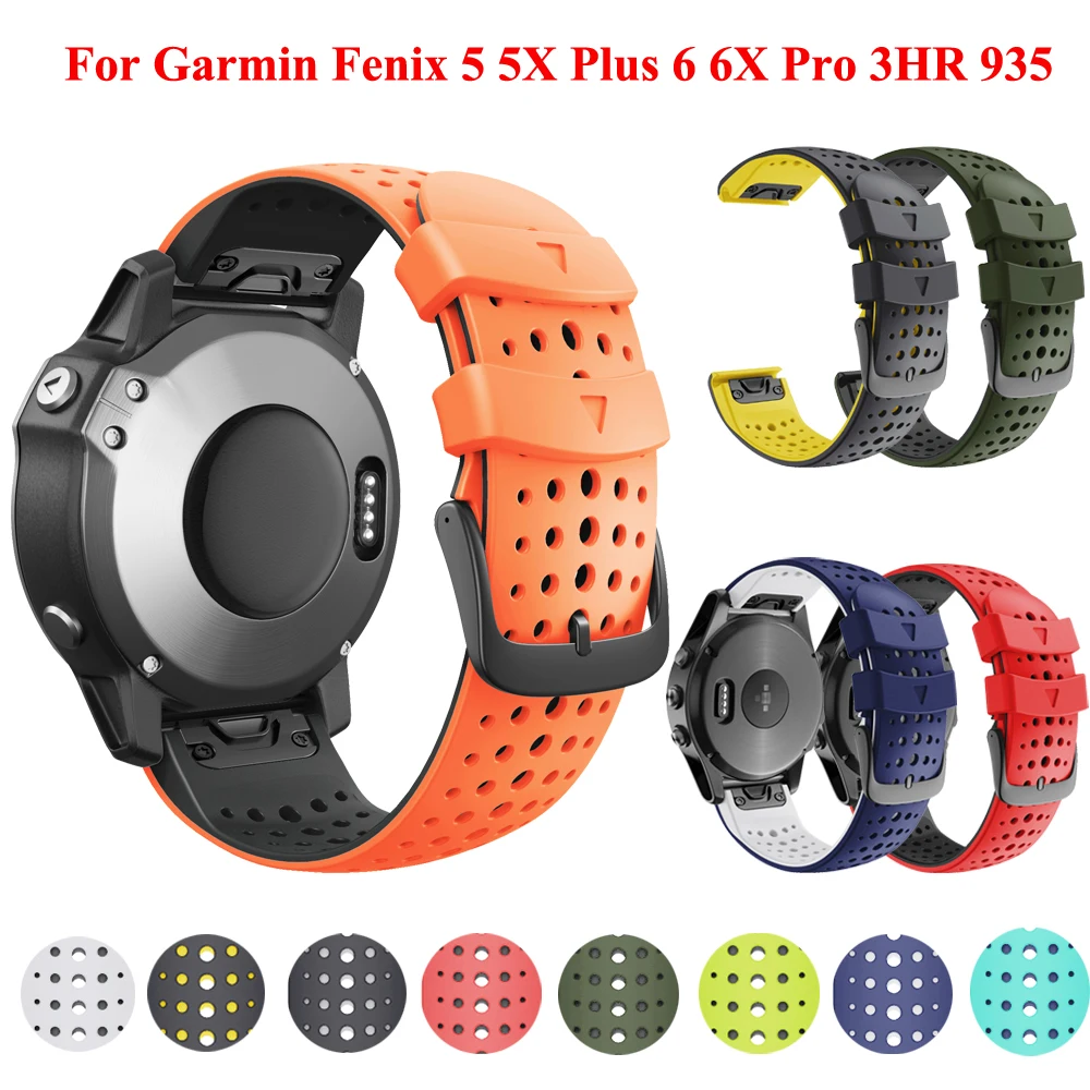 Pulseira de silicone para garmin fenix, 6, 6x, pro 5, 5x plus, 3, hr, forerunner 935, 945
