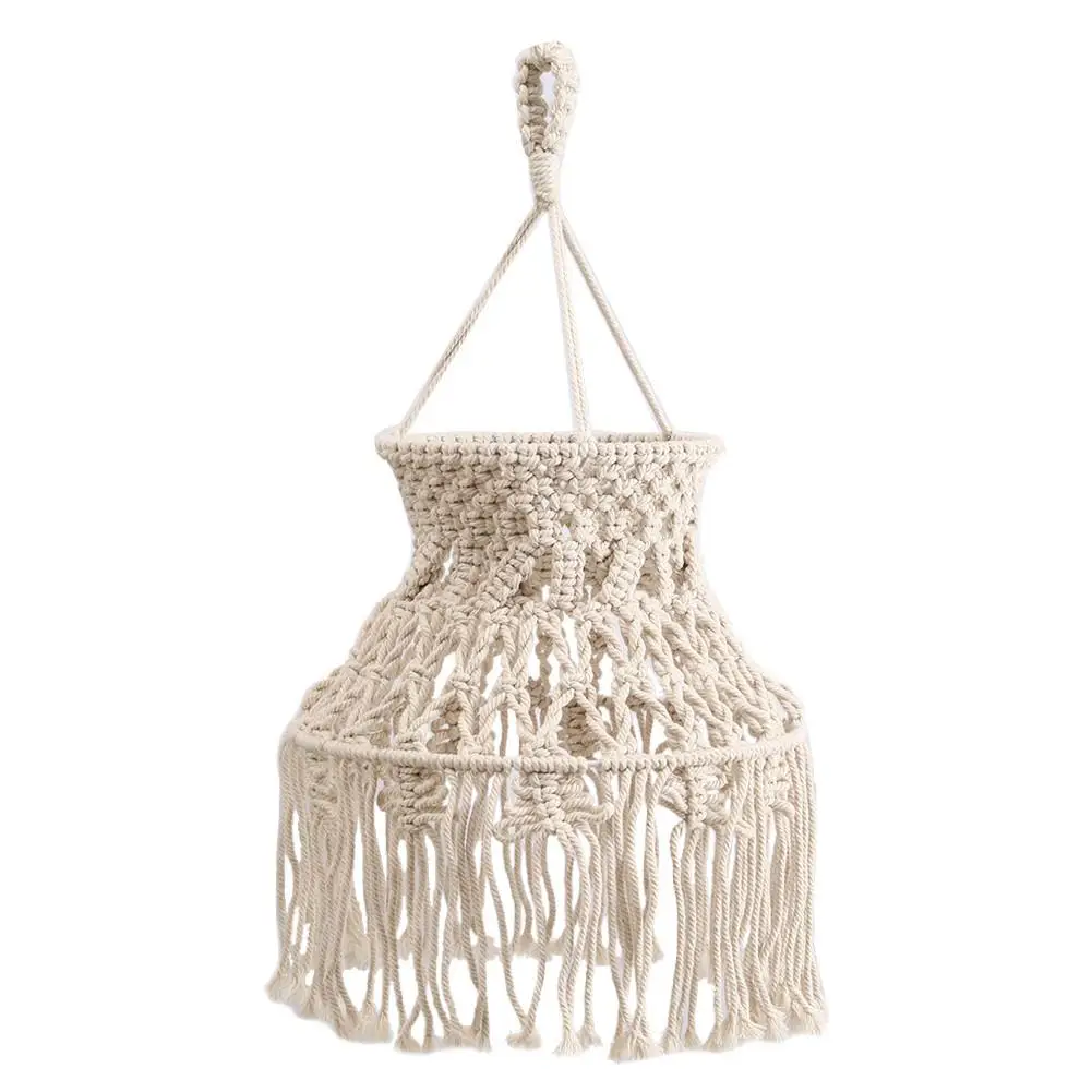 

Bohemian Handmade Woven Lampshade Macrame Wall Hanging Lamp Coffee Restaurant Decoration Tapestry Lampshade For Home Decor