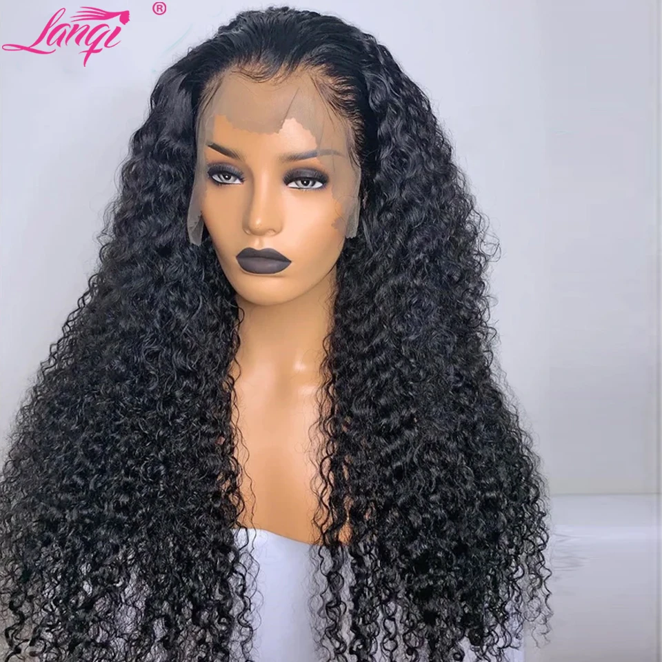 Perruque Lace Closure Wig Brésilienne Naturelle Crépue, Cheveux Bouclés, 30 Pouces, Pre-Plucked, Debones, pour Femme