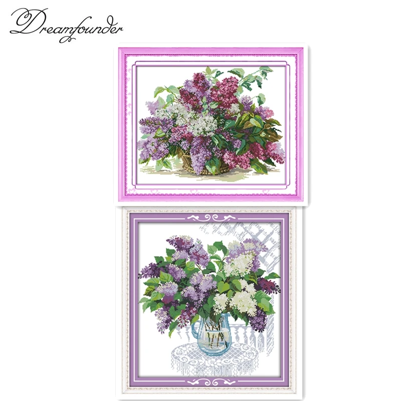 Beautiful flower Lilac,11CT Pattern canvas DMC color 18CT 14CT Cross Stitch kits,needlework embroidery DIY Crafts Home Decor