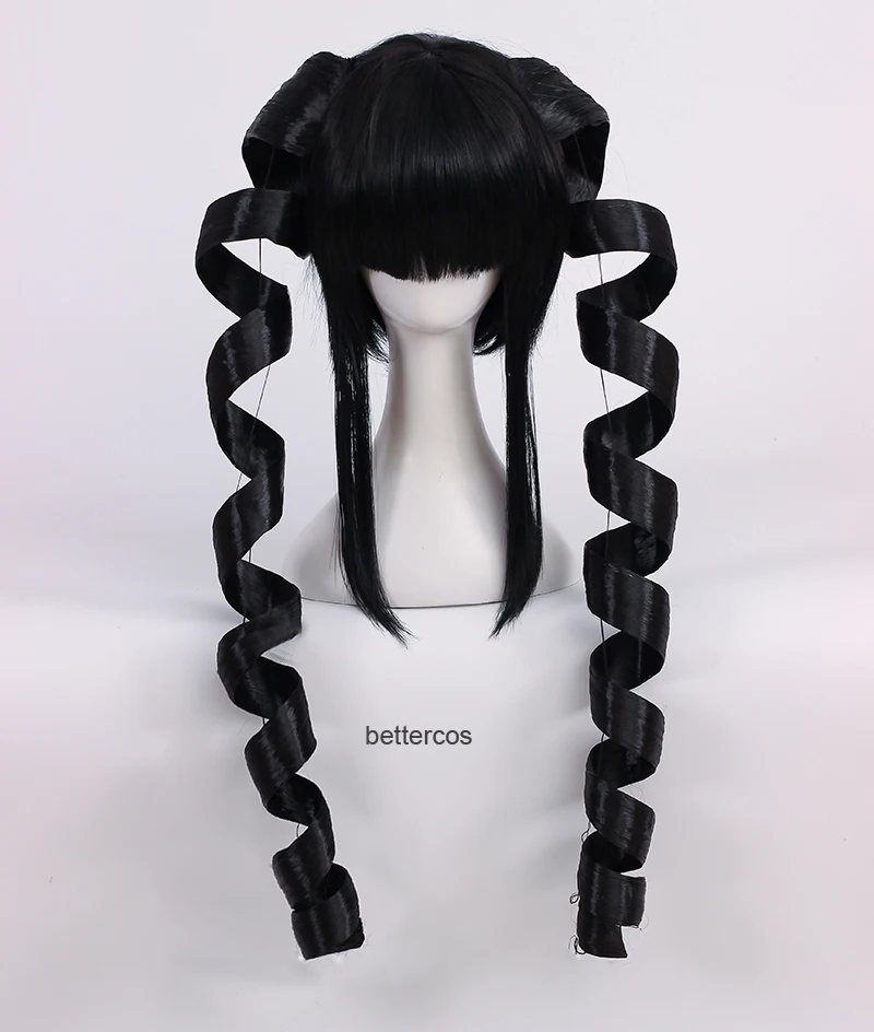 

Danganronpa Dangan Ronpa Celestia Ludenberg Cosplay Wig Ludenbeck Black Roll Heat Resistant Synthetic Hair Wig + Wig Cap