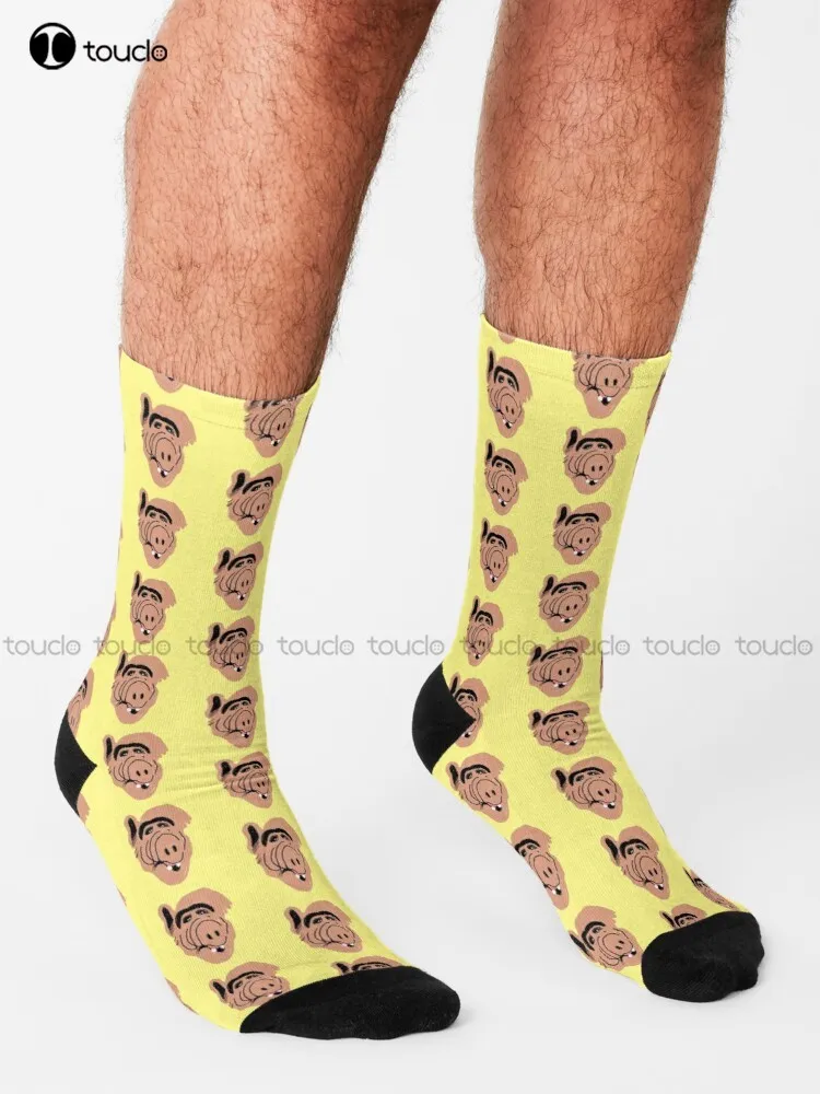 Alf Digitale, Art Brut, Pop Art Socks Mens Black Crew Socks Unisex Adult Teen Youth Socks Personalized Custom 360° Digital Print