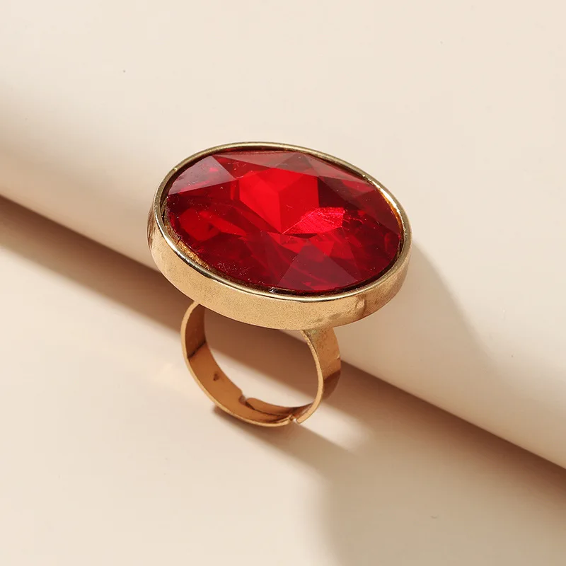 Romantic Red Clear Black Crystal Stone Rings for Women Bridal Wedding Engagement Finger Ring Adjustable Party Jewelry Gift